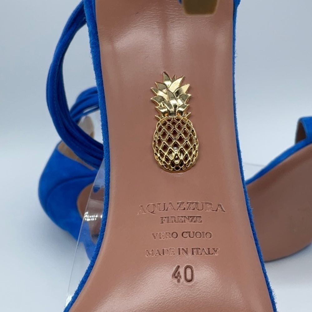 EUC - Aquazzura Blue Casablanca 110 Suede Sandals - Picture 11 of 13